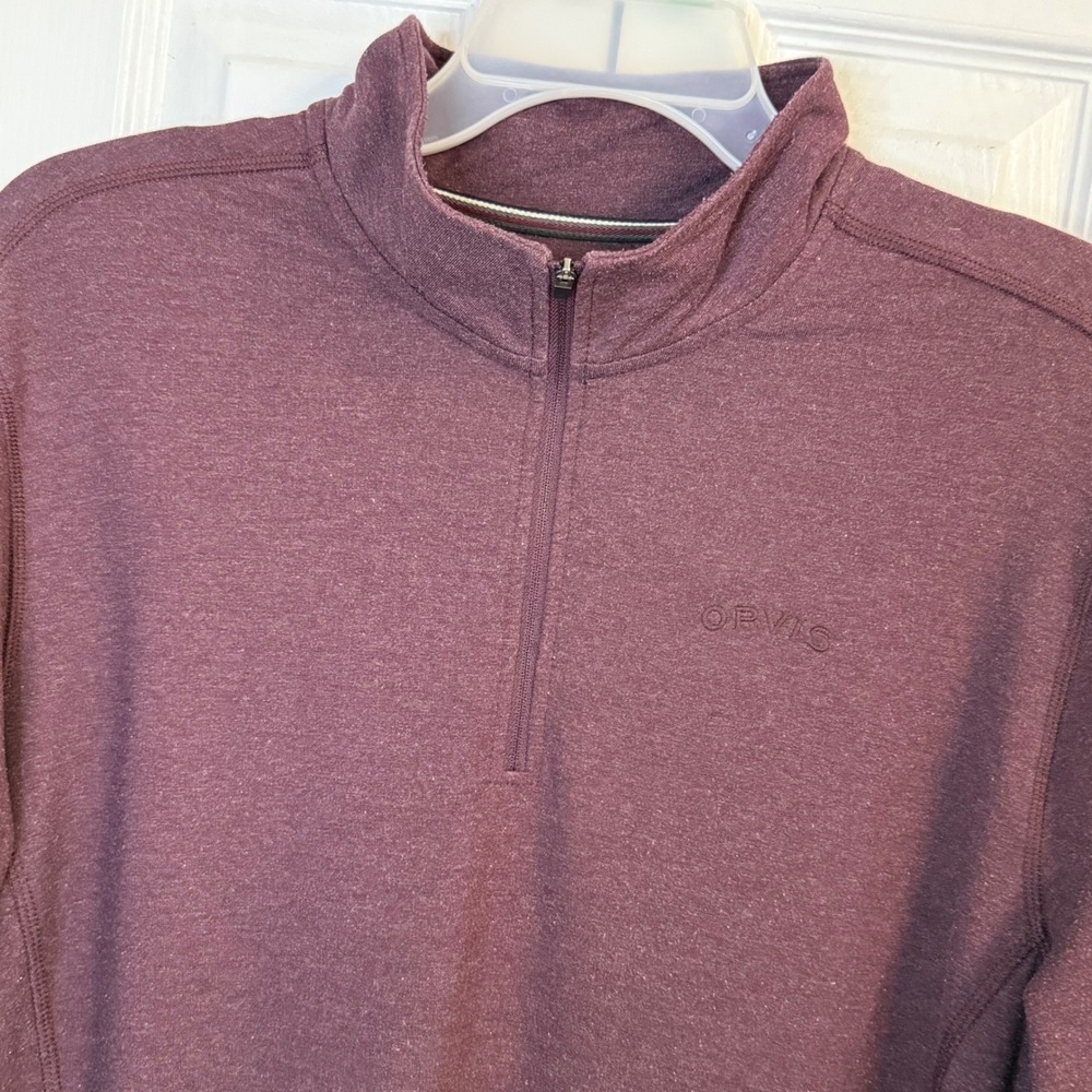 Orvis Pullover Classic 1/4 Zip Long Sleeve Casual Top Size L‎ Mens Maroon Red